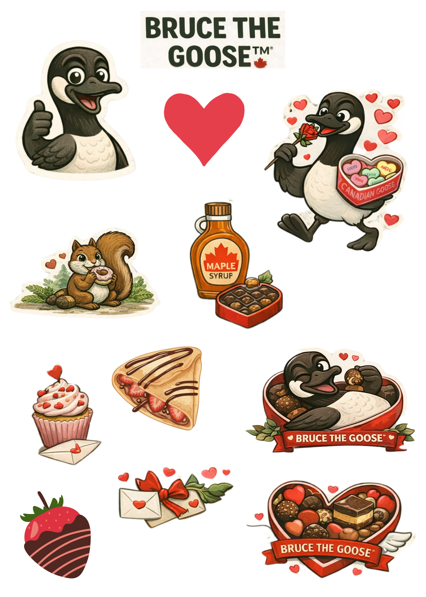 Kiss Cut Vinyl Sticker Sheet Valentine Theme