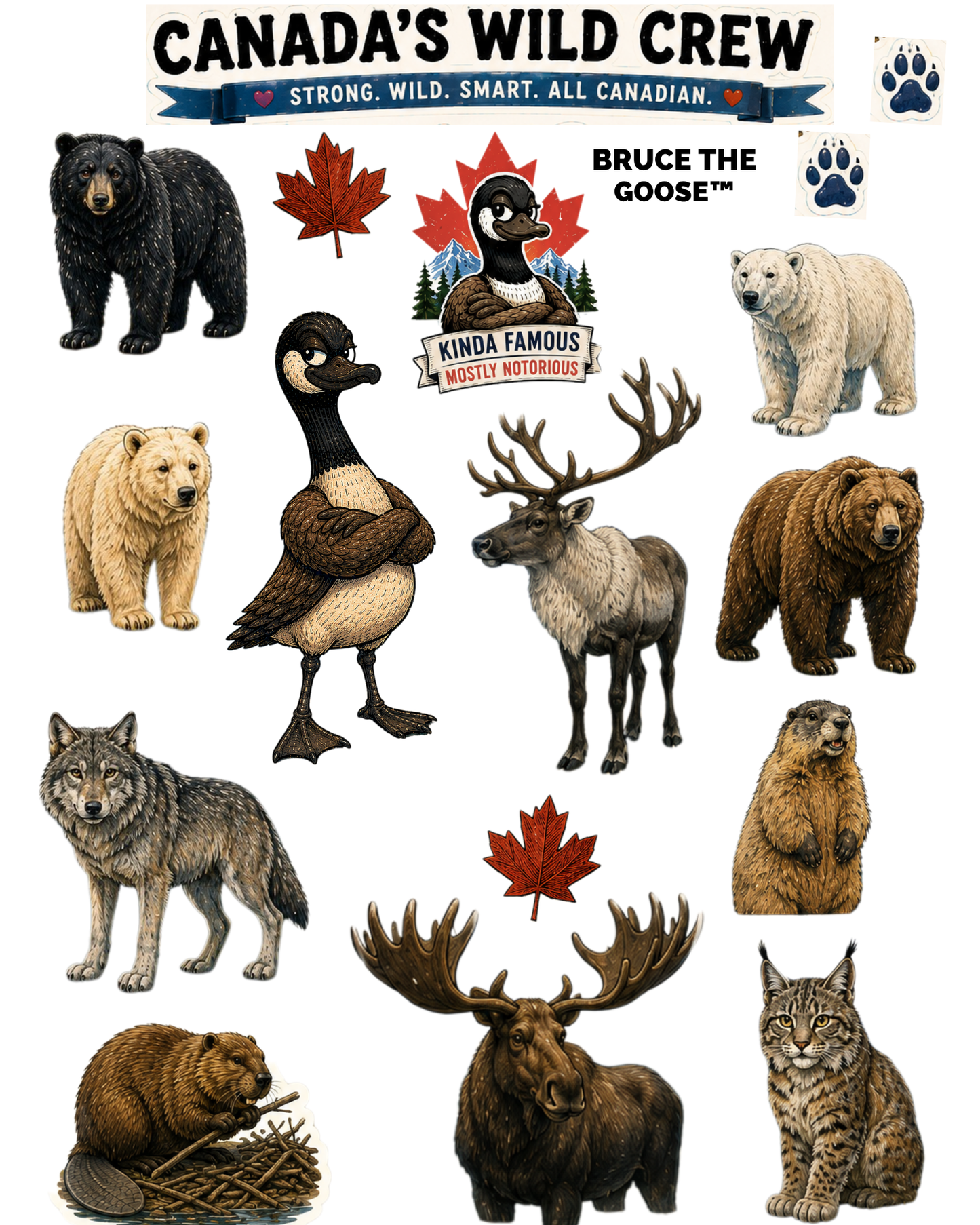 Kiss Cut Vinyl Sticker Sheet Wildlife Themes