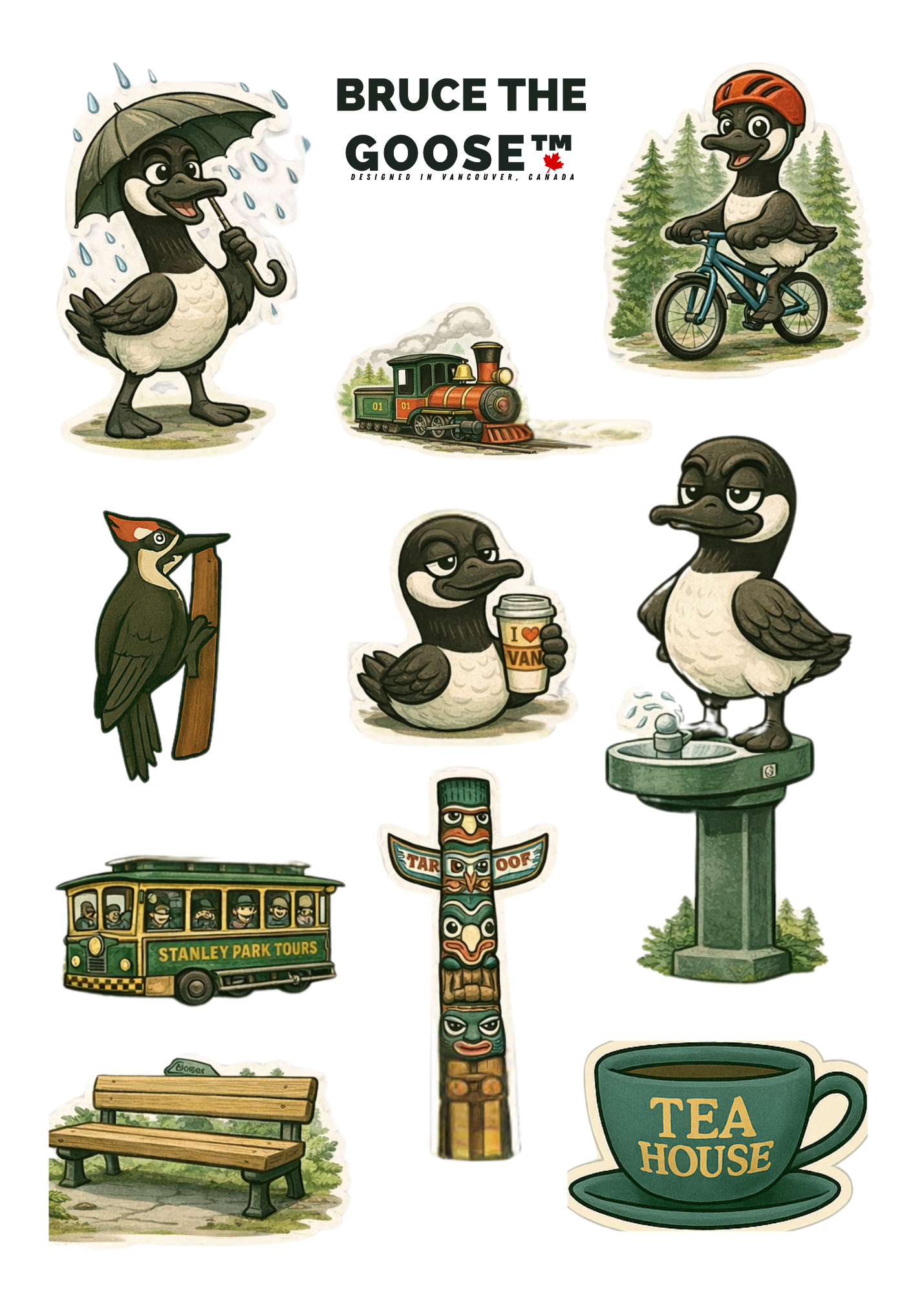 Kiss Cut Vinyl Sticker Sheet Vancouver Themes